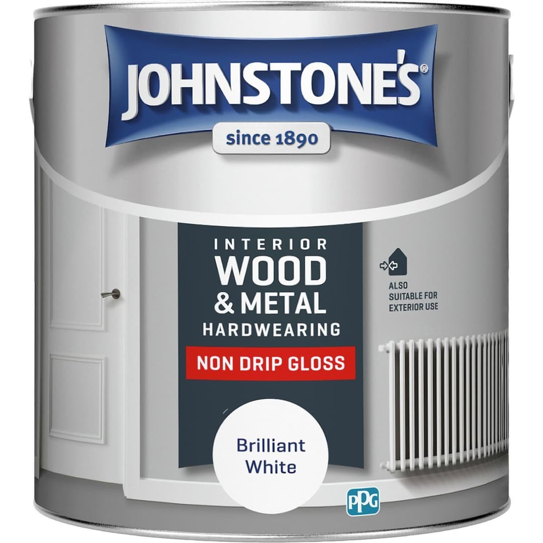 Johnstone's Non Drip Gloss Paint 2.5L - Brilliant White - Image 1