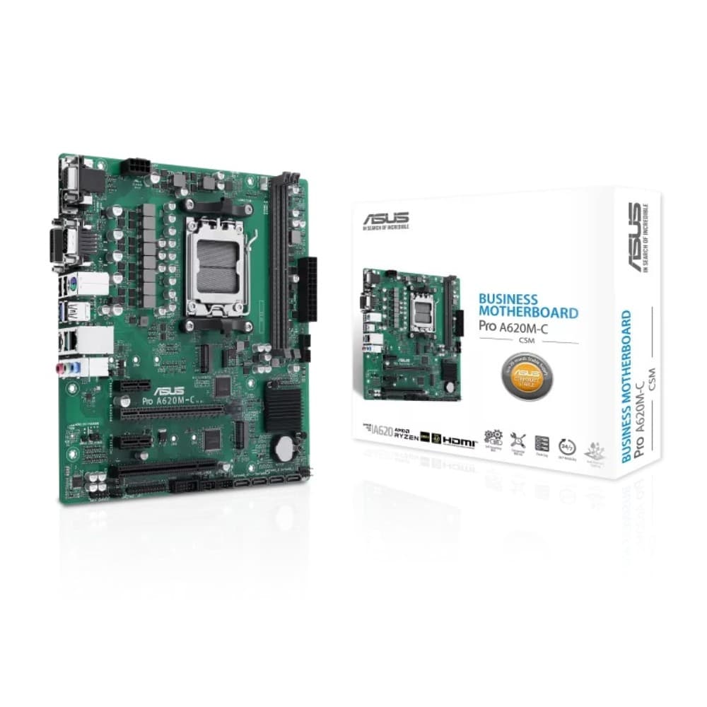 ASUS Pro A620M-C-CSM AMD A620 Socket AM5 Micro-ATX Motherboard - Image 1