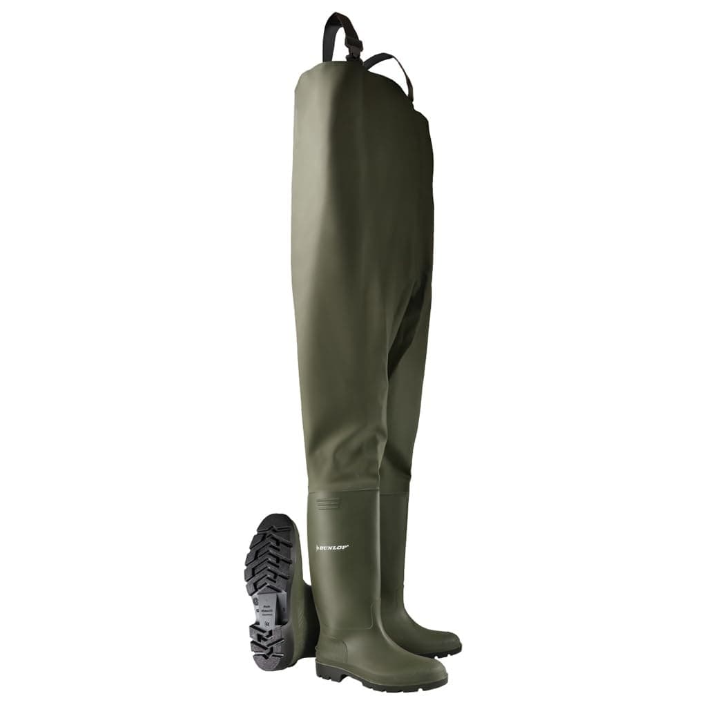 DUNLOP Pricemastor Chest Waders with Boots, PVC, Green, UK 11