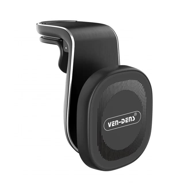 Ven-Dens Magnetic Car Phone Holder, Clip Type with 360° Rotation, VD-HD011 - Black - Image 1