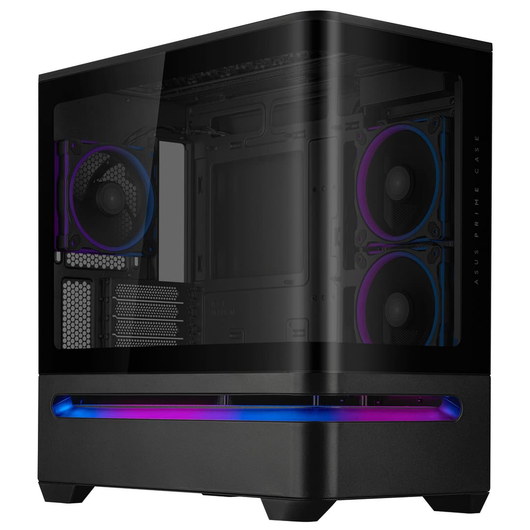 ASUS Prime AP202 ARGB Micro-ATX Curved Tempered Glass PC Case with 3 x 120mm ARGB Fans - Black - Image 2