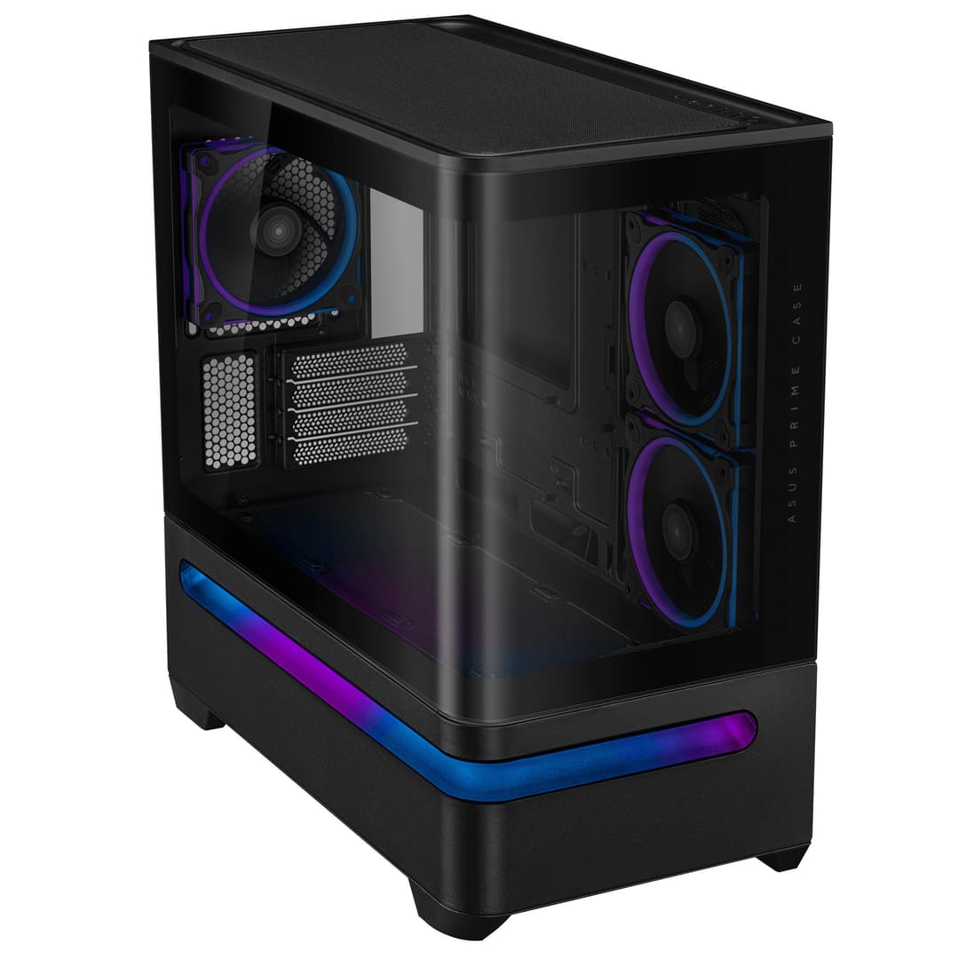 ASUS Prime AP202 ARGB Micro-ATX Curved Tempered Glass PC Case with 3 x 120mm ARGB Fans - Black - Image 3