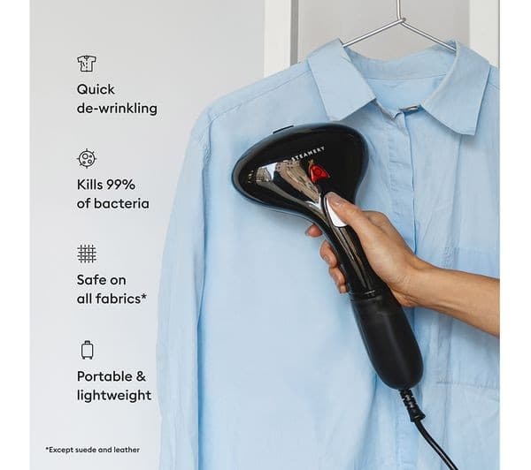 STEAMERY Cirrus 1 Handheld Clothes Steamer - Black - Image 8