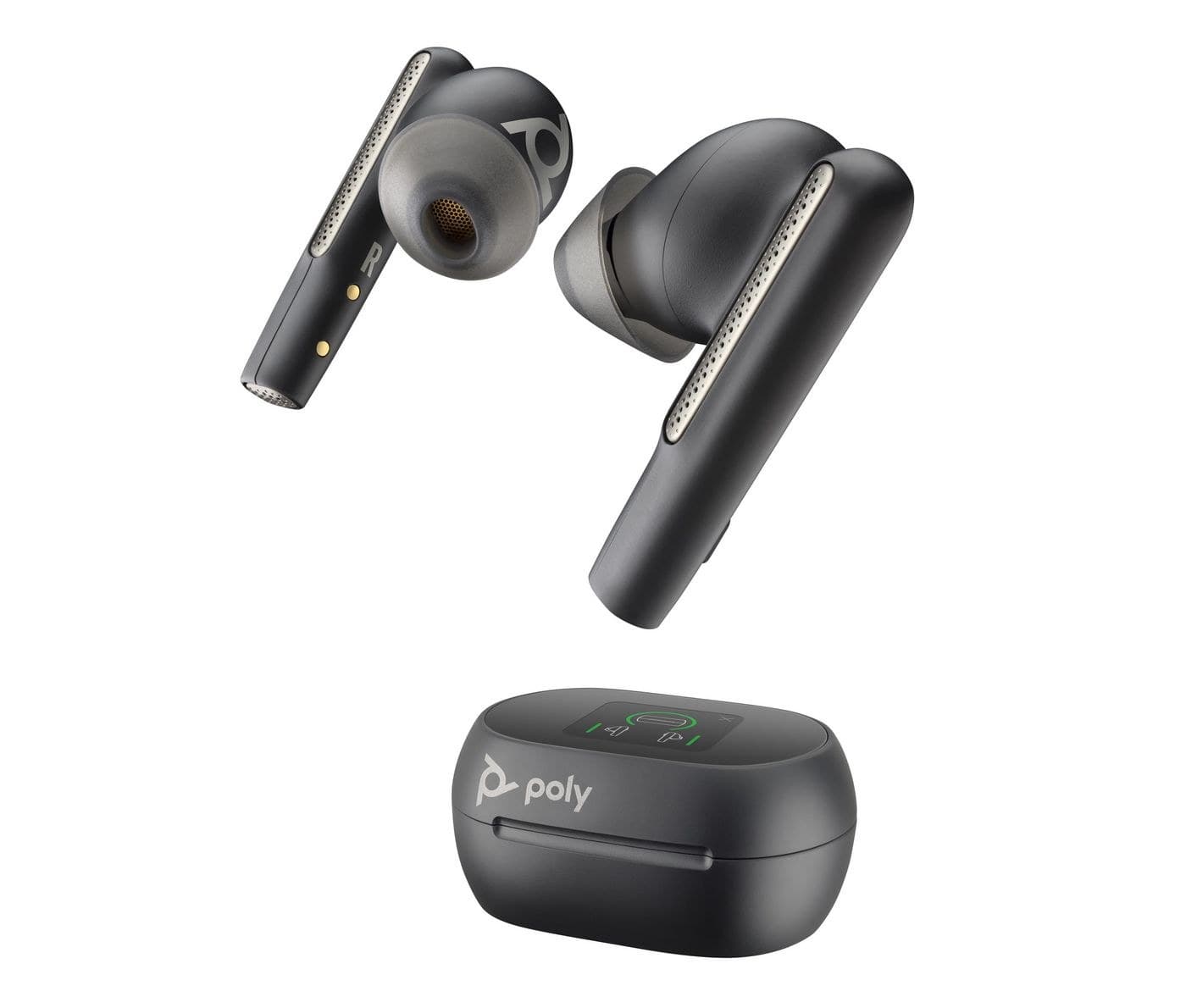 Voyager Free 60+ UC Carbon Black Earbuds + BT700 USB-C Adapter + Touchscreen Charge Case