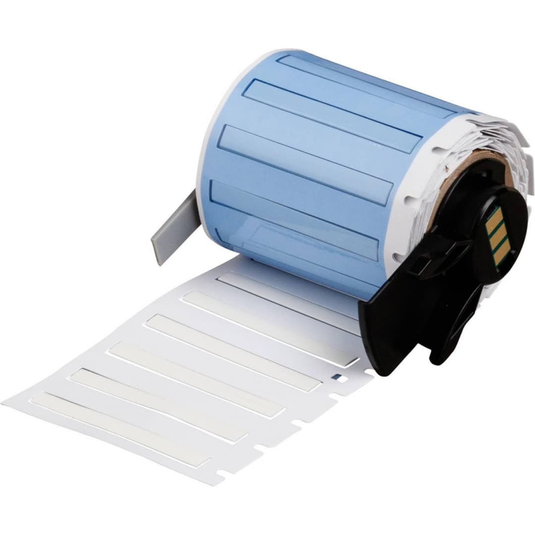 Brady M6-094-175-342-WT PermaSleeve Heat-Shrink Labels for M610, M611, BMP61, M710 (with media adapter) and BMP71 (with media adapter) - 0.094 in Dia x 1.75 in, White, Roll of 100 - Image 1