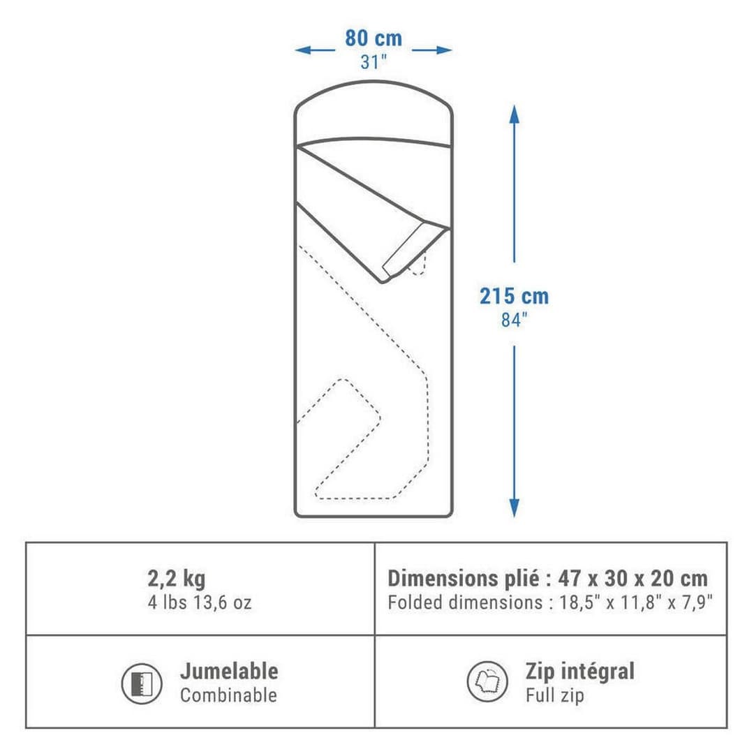 Decathlon Camping Sleeping Bag 0°C - Green Khaki - Image 2