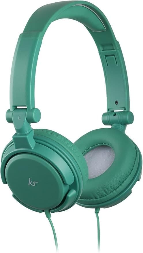 KitSound iD Audio Over-Ear Headphones with Mic, Multifunction Button, Compatible with iPhone, Android, Tablets and MP3 Devices, Green