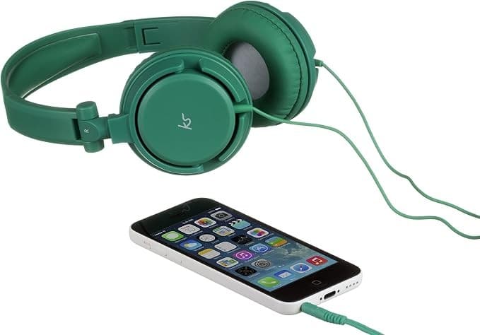 KitSound iD Audio Over-Ear Headphones with Mic, Multifunction Button, Compatible with iPhone, Android, Tablets and MP3 Devices, Green - Image 2