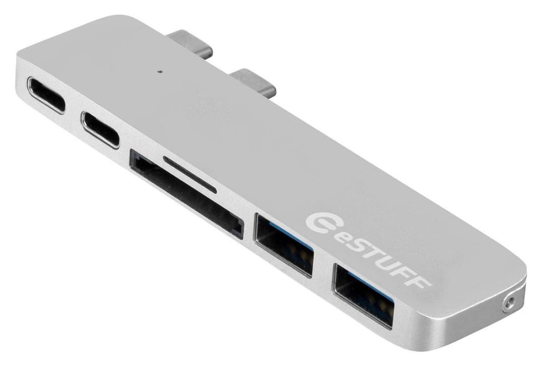 eSTUFF Allure USB-C Slot-in Hub Pro for MacBook Pro 13"/15" - Silver (ES84122-SILVER) - Image 1