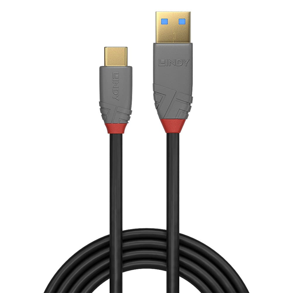 Lindy 2m USB 3.2 Type A to C Cable, 10Gbps, 5A, PD, Anthra Line - Image 2