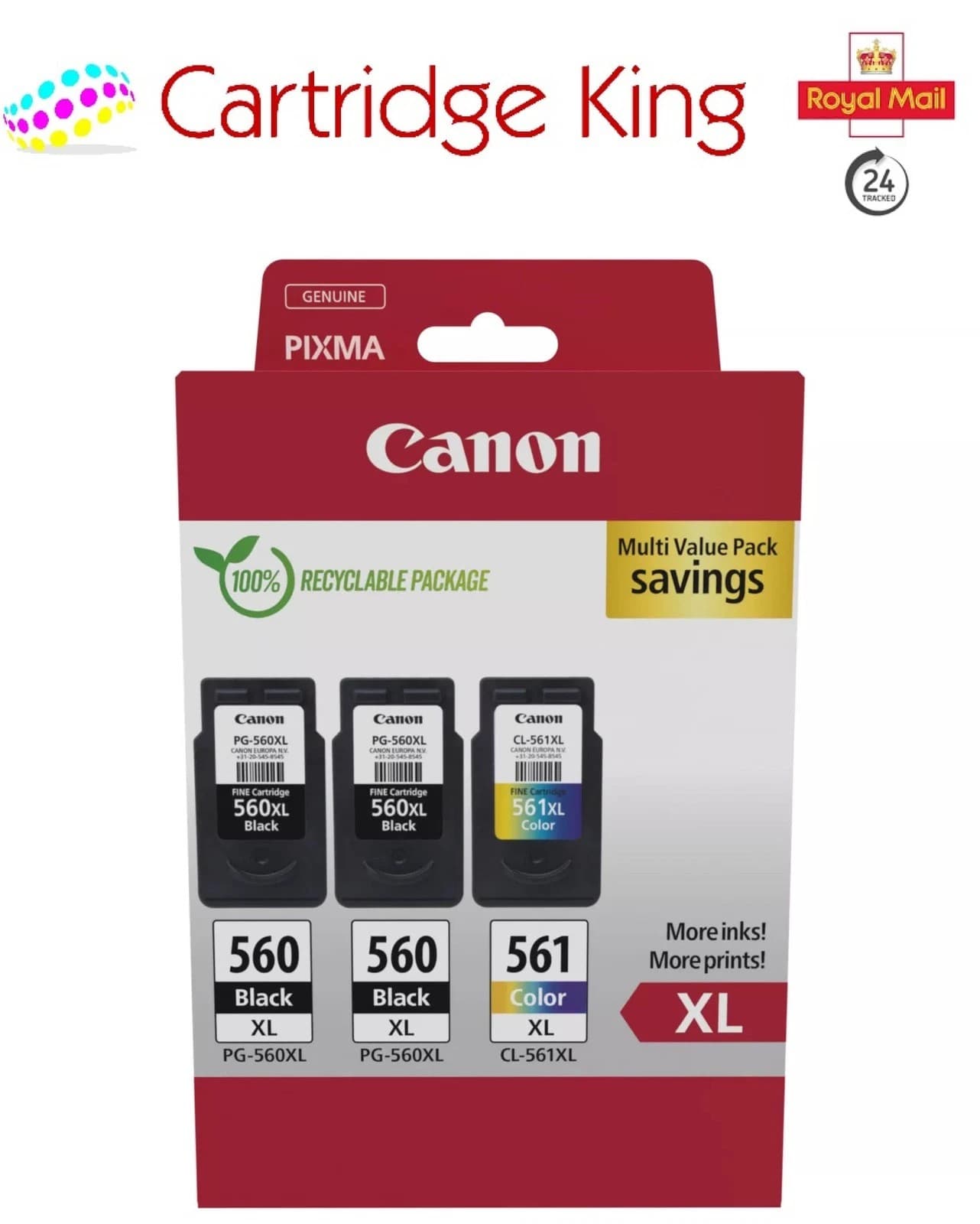 Canon PG-560XL x2 & CL-561XL High Yield Black & Colour Ink Cartridge Multipack
