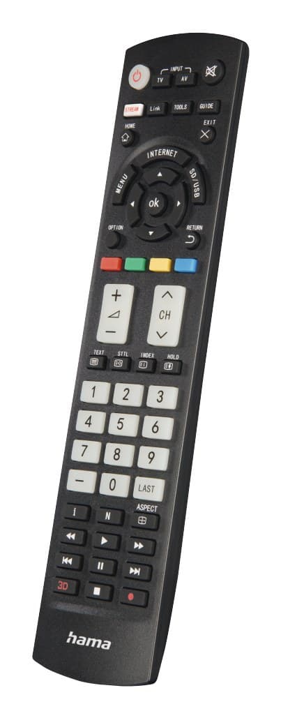 Hama 00221064 Replacement Remote Control for Panasonic TVs, IR, Learning Function