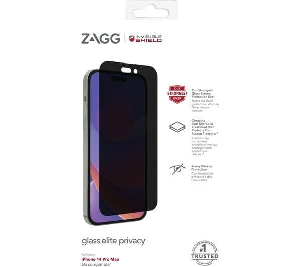 ZAGG Invisible Shield Glass Elite Privacy iPhone 14 Pro Max Screen Protector - Clear - Image 7