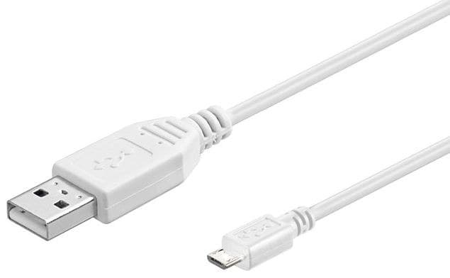 USB A to USB Micro B, Version 2.0, White, 0.3m - Image 1