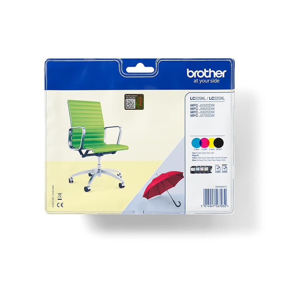 Brother LC-229XLVALBP ink cartridge 4 pc(s) Original Black, Cyan, Magenta, Yellow - Image 1