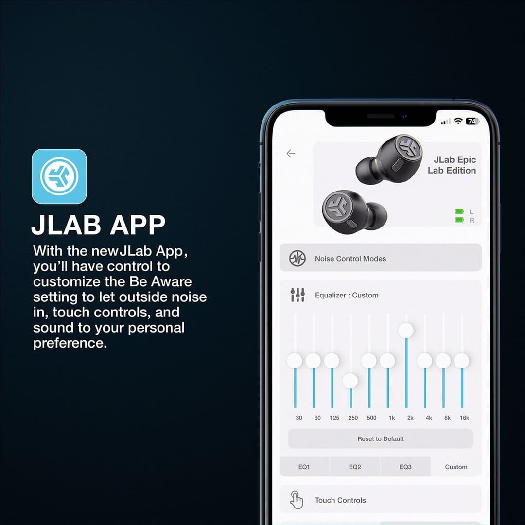JLab Epic Lab Edition In-Ear True Wireless Earbuds - Black - Image 5