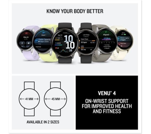 Garmin Venu 4 Smartwatch 41mm Slate Black - Image 7
