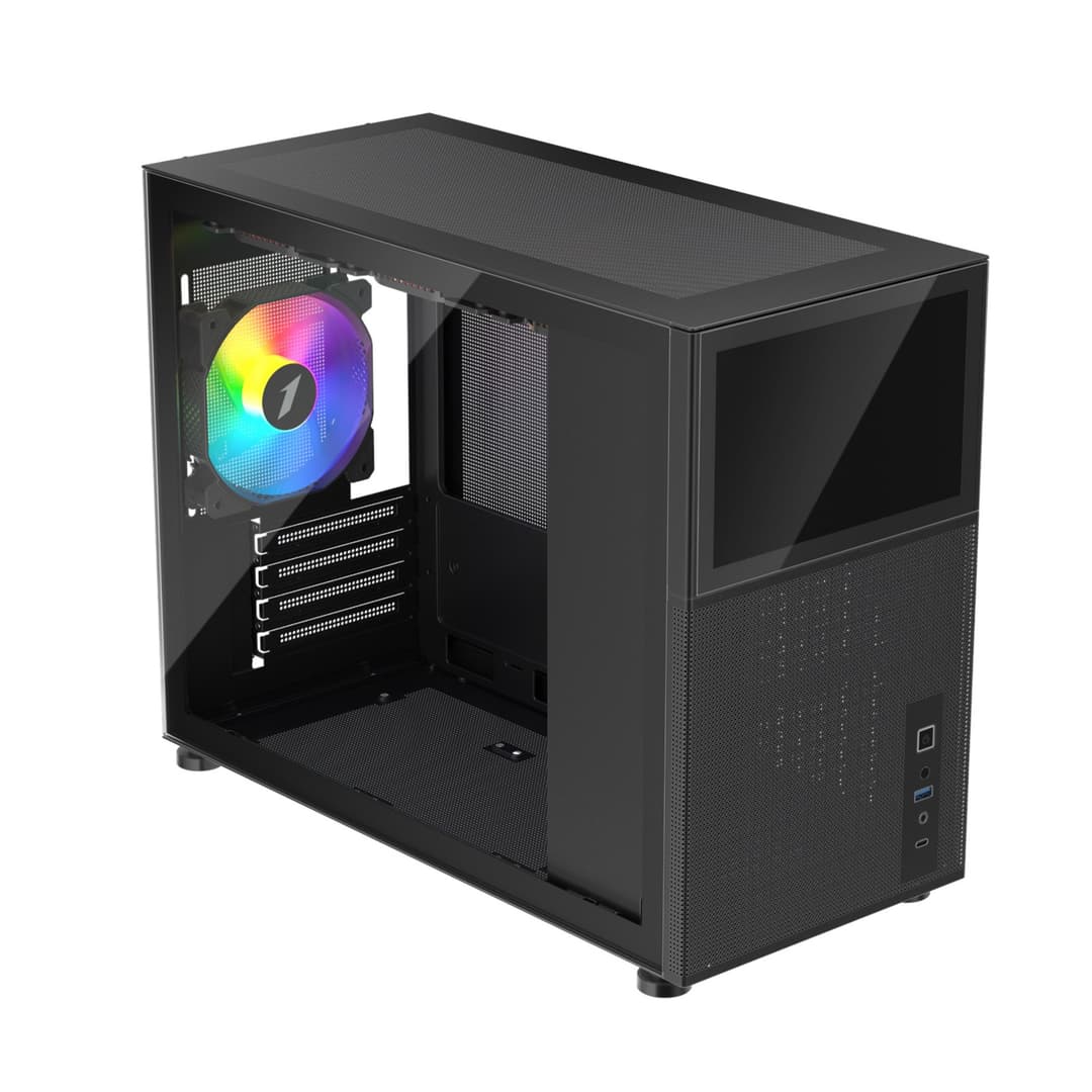 1st Player MIKU Mi6-EV Tempered Glass Emotion View Mid Tower Gaming Case - Black - Image 2