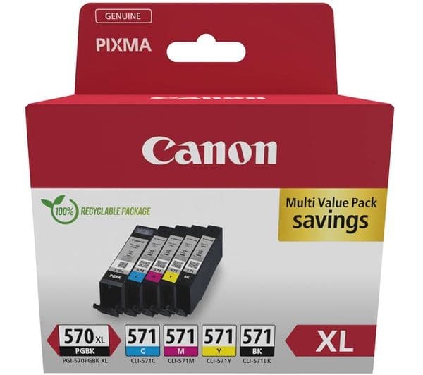 CANON PGI570XL/571 Tri-colour & Black Ink Cartridges - Multipack - Image 2