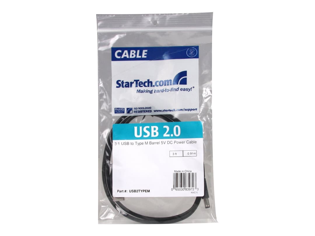 StarTech USB Type-M to DC 5V Power Cable Black - Image 1