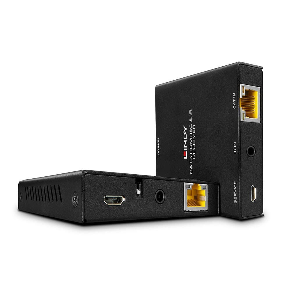 Lindy 50m Cat.6 HDMI 4K60 and IR Extender with PoC and Loop Out - Image 1