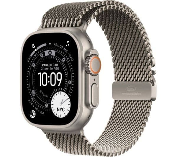 Apple Watch Ultra 3 GPS + Cellular 49mm Natural Titanium Case with Natural Titanium Milanese Loop - Medium - Image 1