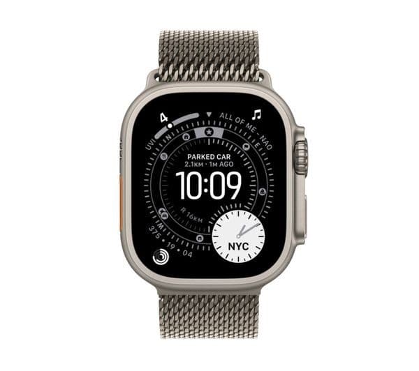 Apple Watch Ultra 3 GPS + Cellular 49mm Natural Titanium Case with Natural Titanium Milanese Loop - Medium - Image 2