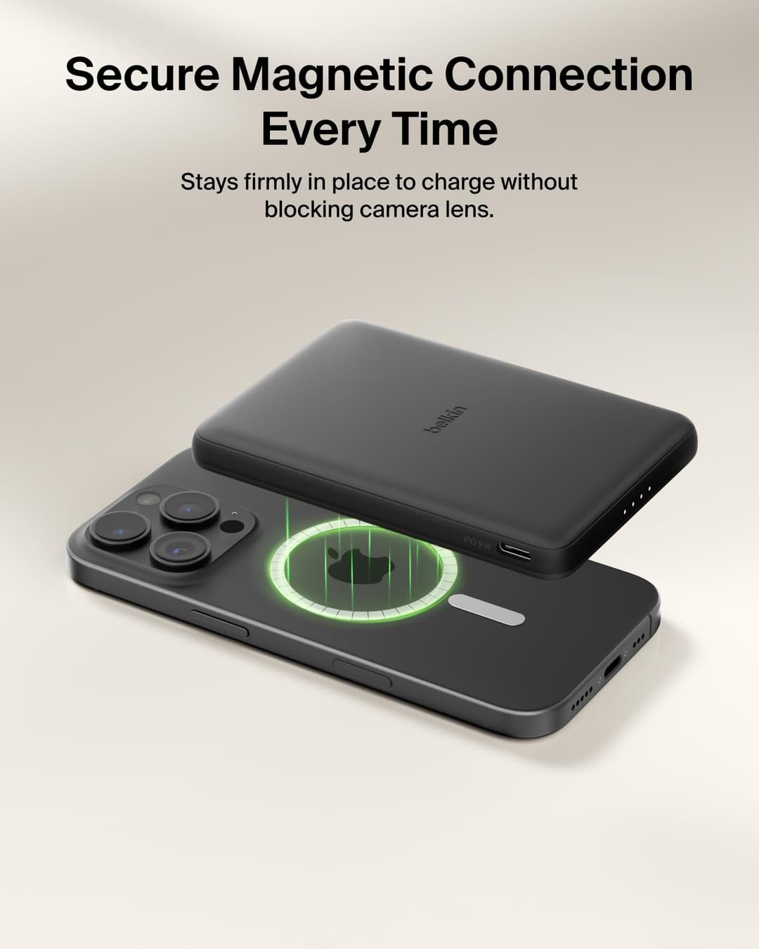 Belkin BoostCharge 5000mAh Slim Magnetic Power Bank with USB C Port - Black - Image 4
