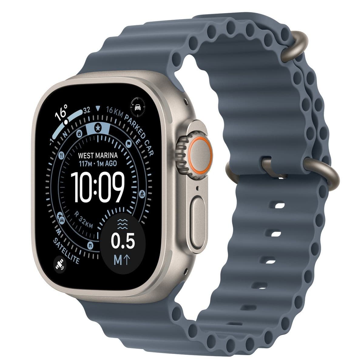 Apple Watch Ultra 3 GPS + Cellular 49mm Natural Titanium Smartwatch with Anchor Blue Ocean Band