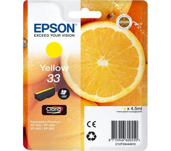 EPSON No. 33 Oranges Yellow Ink Cartridge - Image 1