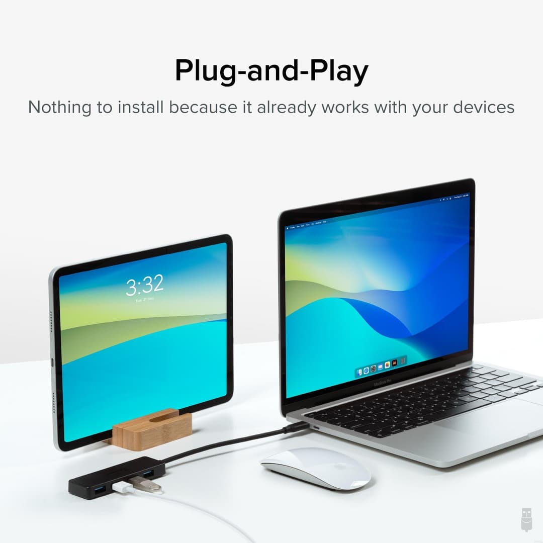 Plugable Technologies USB C to USB Adapter Hub, 4 Port USB 3.0 Hub, USB Splitter for Laptop, Compatible with Windows, MacBook Pro/Air, iPad Pro, Surface Pro, Chromebook, Linux, Android, Charging Not Supported - Image 3