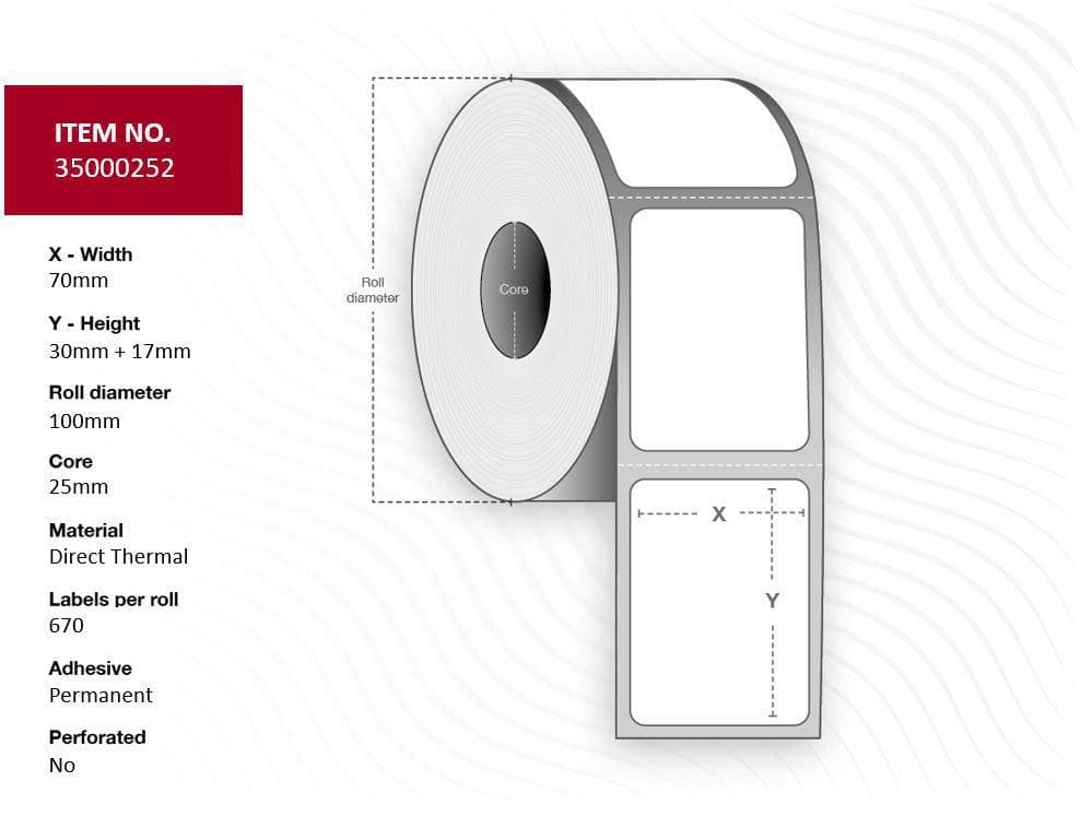 Label 70x30x17 - Core 25. - Image 1