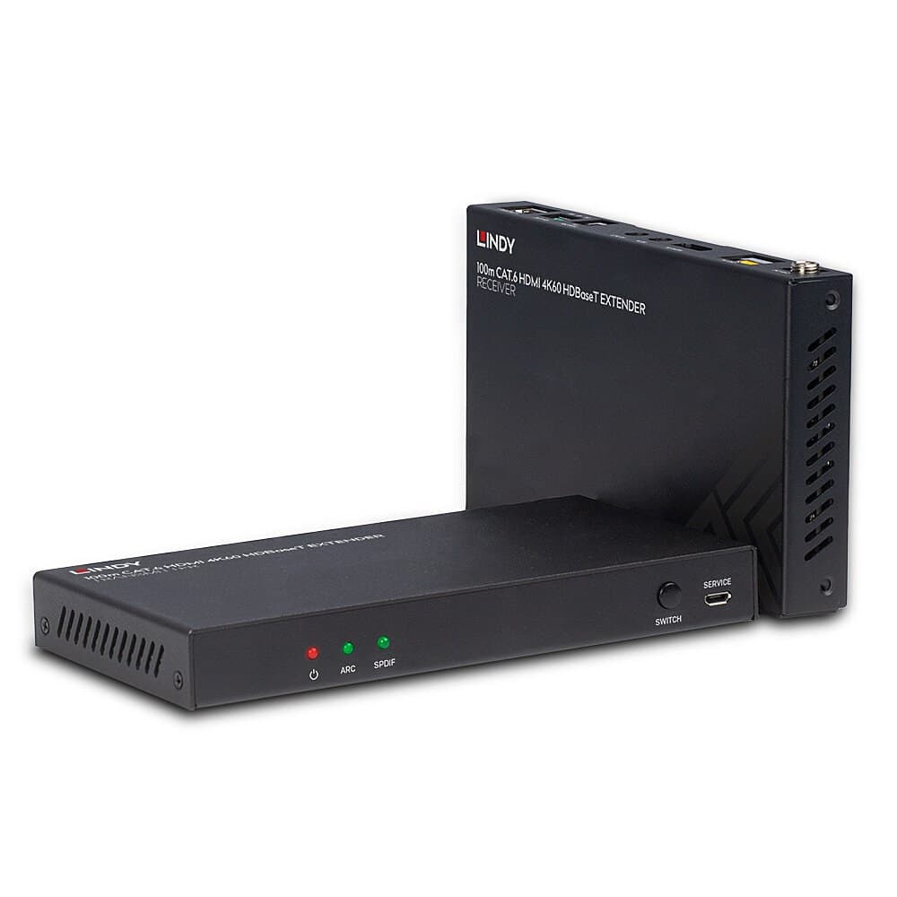 Lindy 100m Cat.6 HDMI 4K60, Audio, IR and RS-232 HDBaseT Extender - Image 1