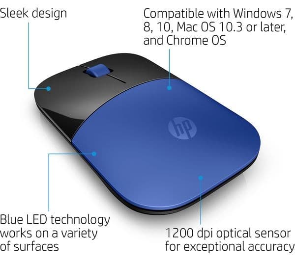 HP Z3700 Wireless Optical Mouse - Blue & Black - Image 5