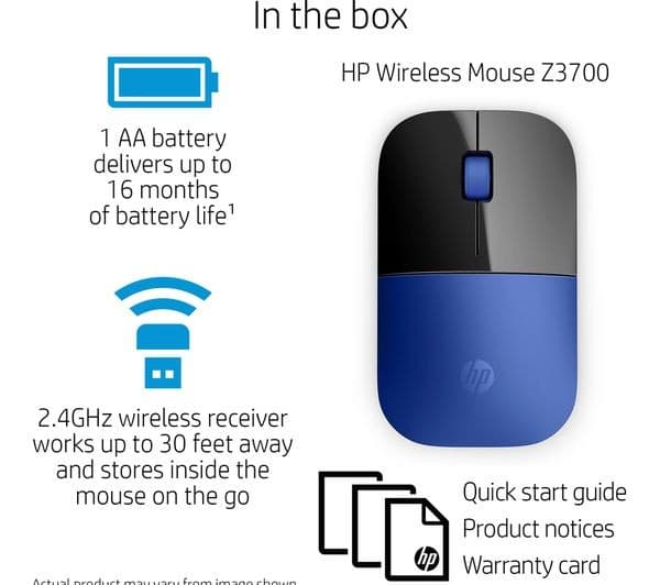 HP Z3700 Wireless Optical Mouse - Blue & Black - Image 7