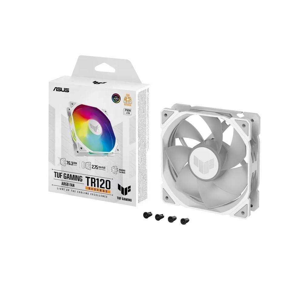 ASUS TUF Gaming TR120 ARGB Reverse 120mm PWM Case Fan White - 1-Pack