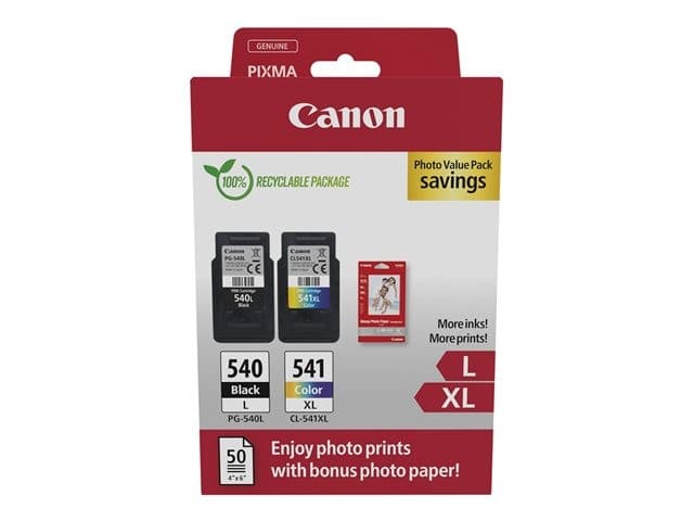 Canon PG-540L & CL-541XL Photo Value Pack High Yield Black & Colour Ink Cartridges