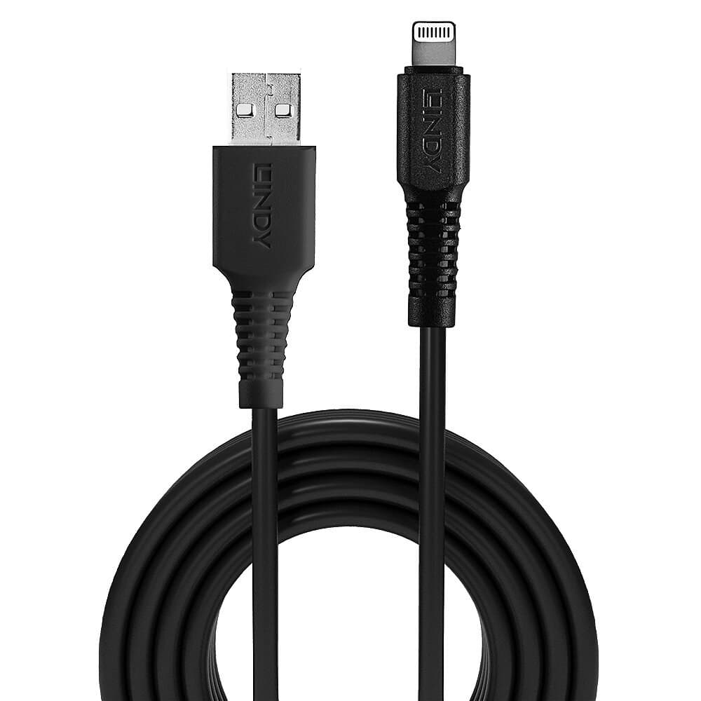 Lindy 0.5m USB to Lightning Cable, Black - Image 2