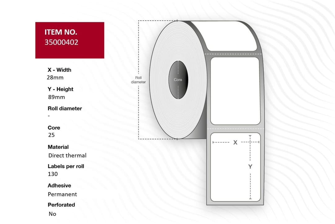 Label 28x89 - Core 25. White. - Image 1