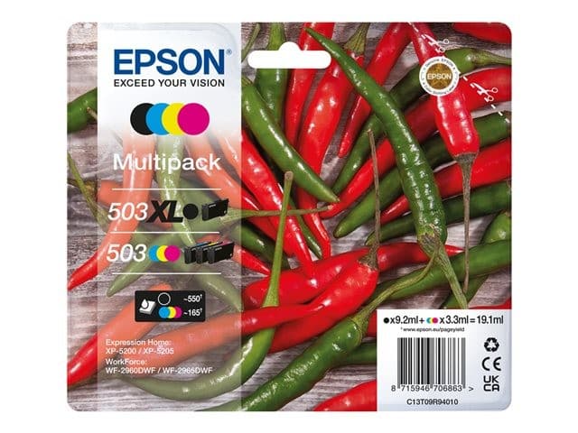 Epson 503/503 XL Multipack - 4-pack - XL(black) + Standard Capacity - black, yellow, cyan, magenta - original - ink cartridge - Image 3