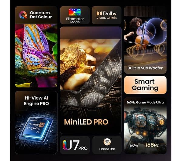 Hisense U7Q PRO 65" Mini LED 4K 165Hz Smart AI TV with Freely - Image 3