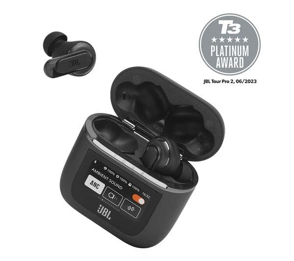 JBL Tour Pro 2 Wireless Bluetooth Noise-Cancelling Earbuds - Black - Image 2