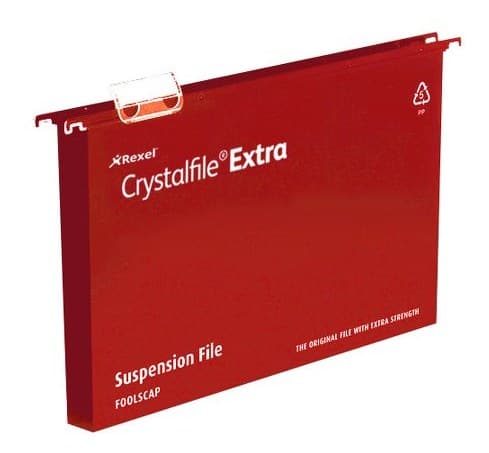 Rexel Crystalfile Extra Foolscap Suspension File 30mm Red (25)