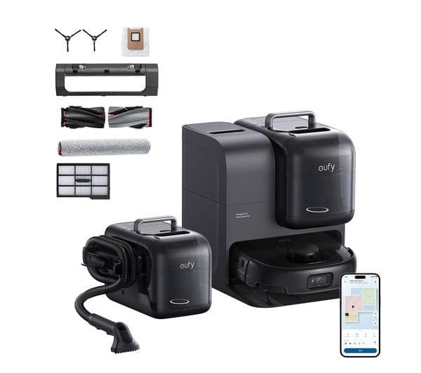 EUFY Omni E28 Robot Vacuum & Mop with All-in-One Station & Portable Deep Cleaner - Black