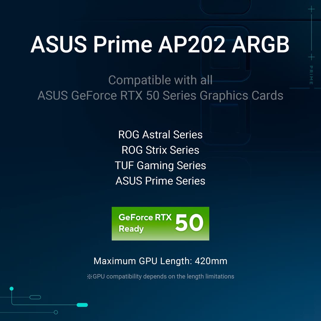ASUS Prime AP202 ARGB Micro-ATX Curved Tempered Glass PC Case with 3 x 120mm ARGB Fans - White - Image 2