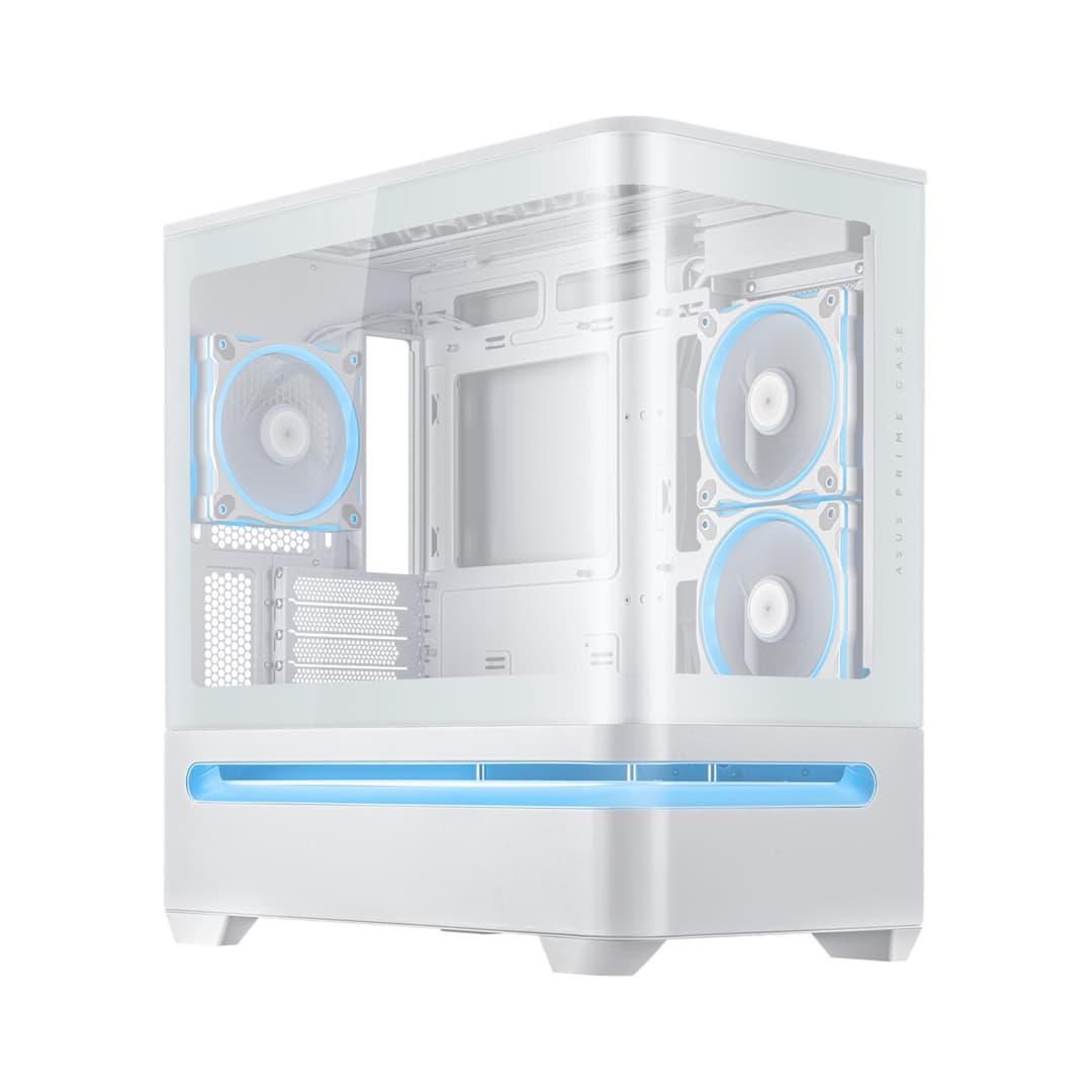 ASUS Prime AP202 ARGB Micro-ATX Curved Tempered Glass PC Case with 3 x 120mm ARGB Fans - White - Image 6