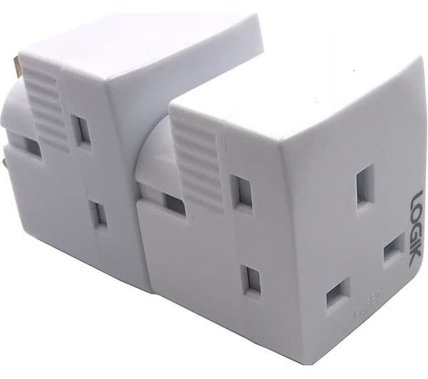 LOGIK L3WAYP18 3-Socket Plug Adapter - Twin Pack - Image 1