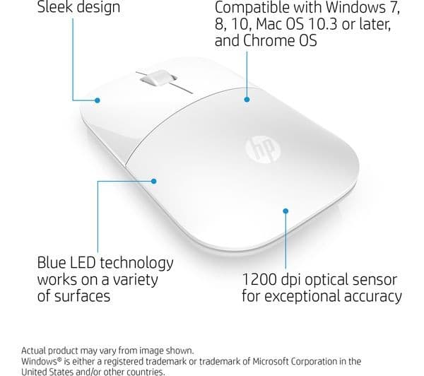 HP Z3700 Wireless Optical Mouse - White - Image 2