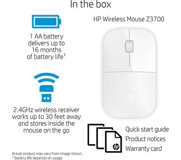HP Z3700 Wireless Optical Mouse - White - Image 6