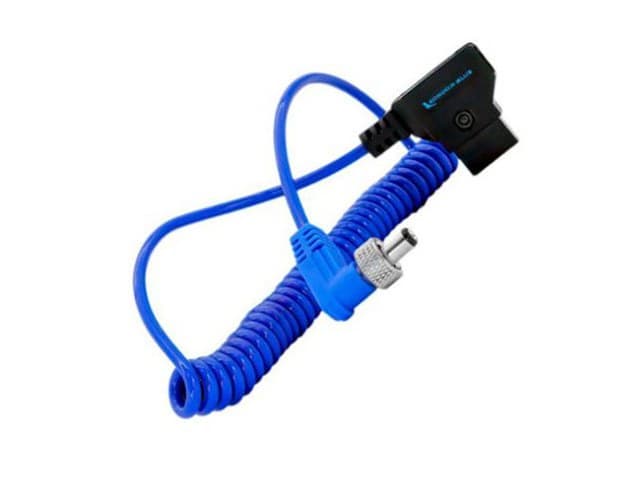 Kondor Blue Coiled D-Tap to Locking DC 2.1mm Right Angle Cable #KB-DCTAP-2.1LOCK - Image 1